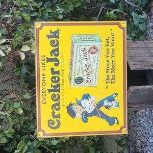 Vintage Metal Cracker Jack Advertising Sign with Captain Jack and Bingo